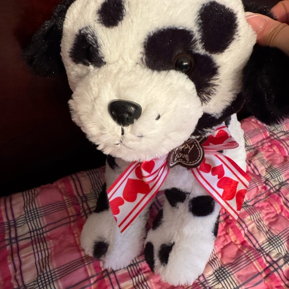 Dalmatian Plush Puppy Love Dog 13" Red Hearts Satin Bow 🐶 - Picture 6 of 6